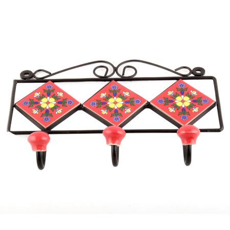 Red Yellow Flower Tiles Hooks 